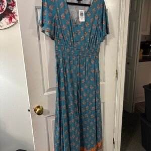 Torrid paisley teal maxi dress 00x or 10 or large